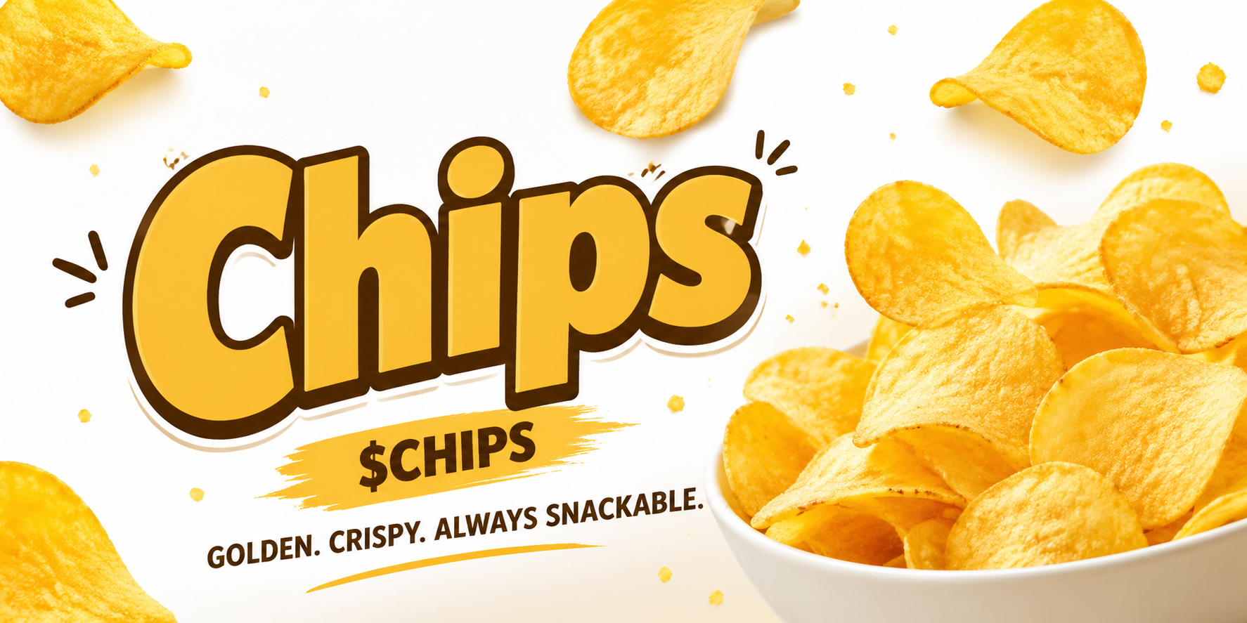Chips banner — Golden. Crispy. Always Snackable.
